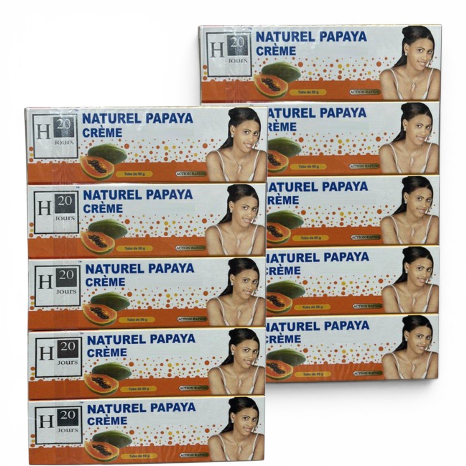 10-PK H20 Jours Naturel Papaya Cream Tubes - 50g