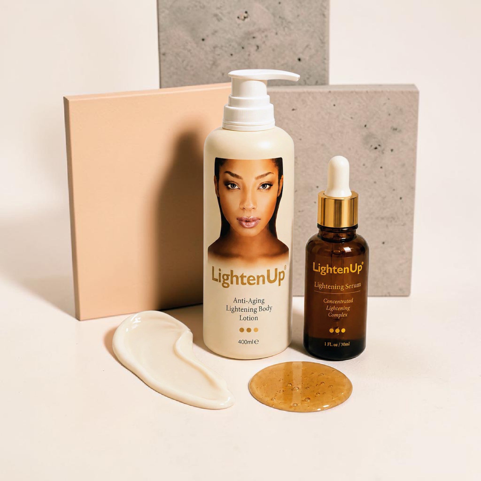 LightenUp Anti-Aging Lightening Body Lotion 400ml & Serum 1oz Set