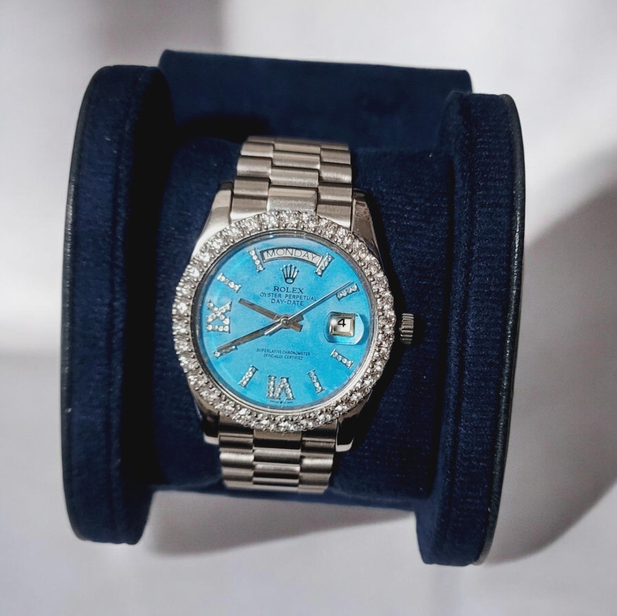 Rolex SUPER—CLONE Ladies Day-Date 36 mm Turquoise Dial - (PRE-OWNED)