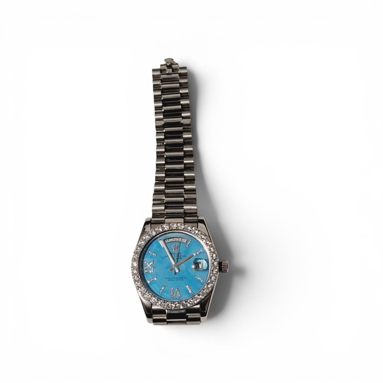 Rolex SUPER—CLONE Ladies Day-Date 36 mm Turquoise Dial - (PRE-OWNED)