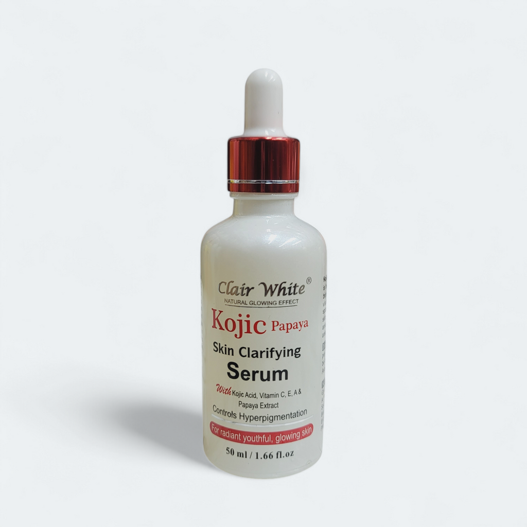 Clair White Kojic Papaya Skin Clarifying Lightening Lotion 500ml, Tube Cream 1.7oz, and Serum 1.66oz