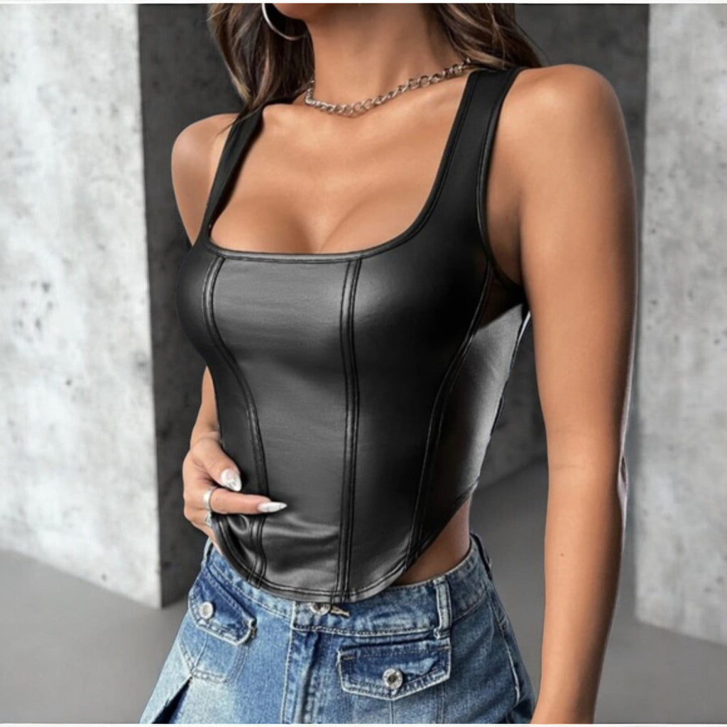 Faux leather top Sleeveless Top Size - Small