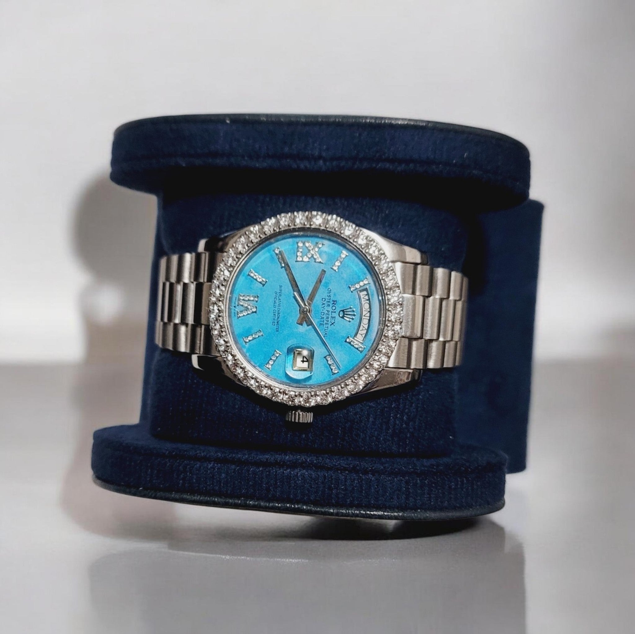 Rolex SUPER—CLONE Ladies Day-Date 36 mm Turquoise Dial - (PRE-OWNED)