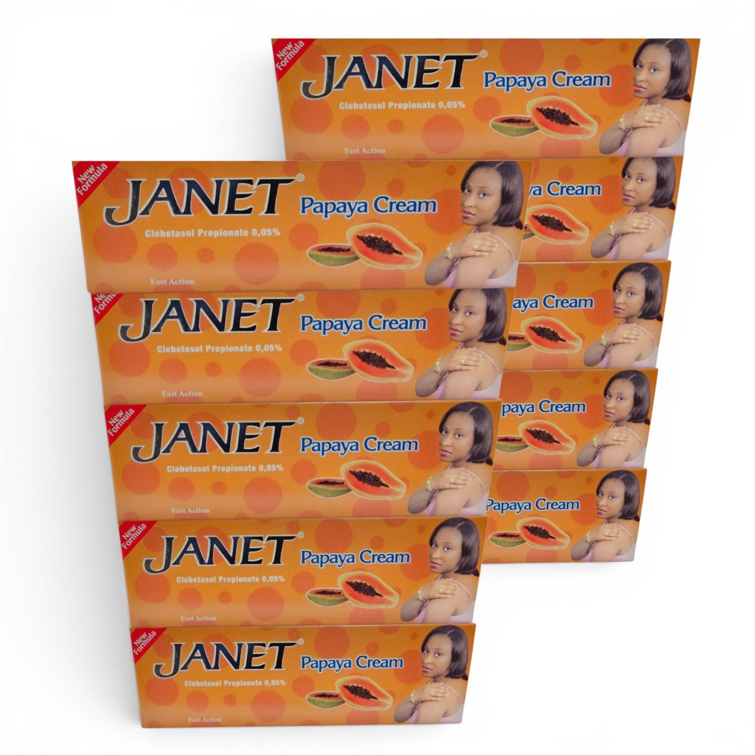 10-PK Janet Fast Action Papaya Cream Tubes