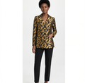 $3428 Saint Laurent Black Gold Floral Metallic Jacquard Blazer Jacket Size - 34 New