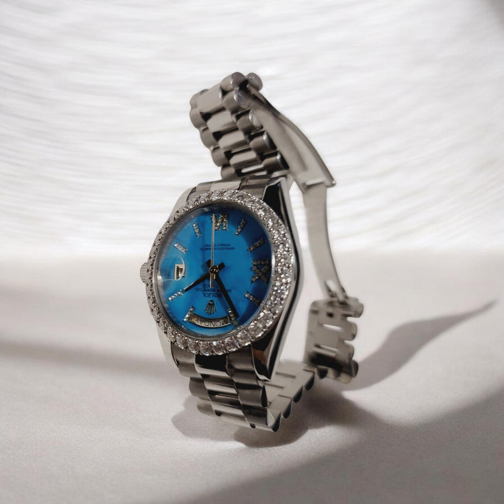 Rolex SUPER—CLONE Ladies Day-Date 36 mm Turquoise Dial - (PRE-OWNED)