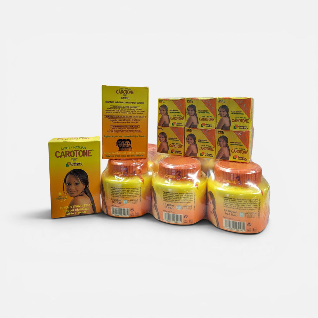 Bundle Of Carotone Light & Natural Lightening Beauty 6pc Cream, 6pc Spot Corrector, & 2pc Bar Soap Skincare Set